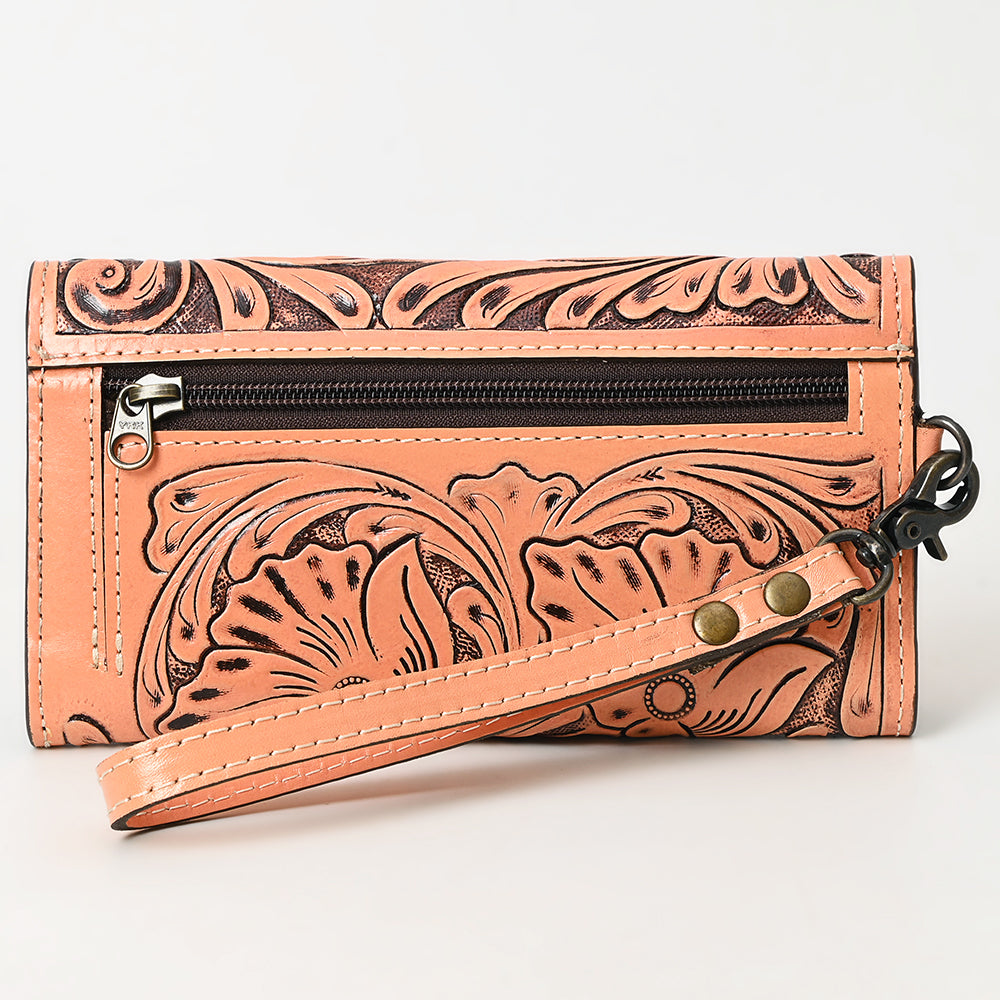 ADBG1132 Tooled Leather Western Wristlet Clutch-Handcrafted Cowhide Wallet by American Darling