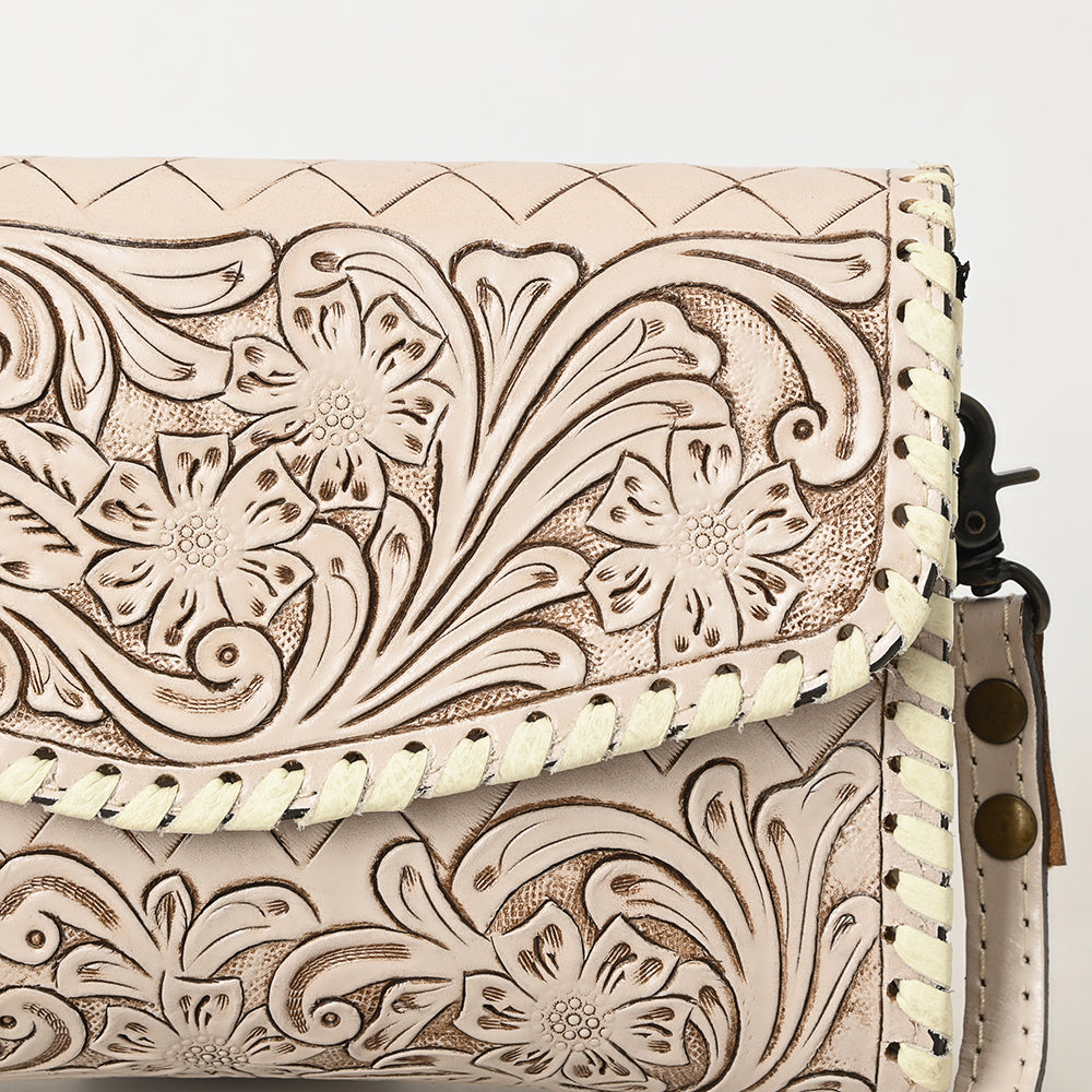 ADBG1133 Hand-Tooled Western Leather Crossbody Wallet-Genuine Cowhide Bag by American Darling