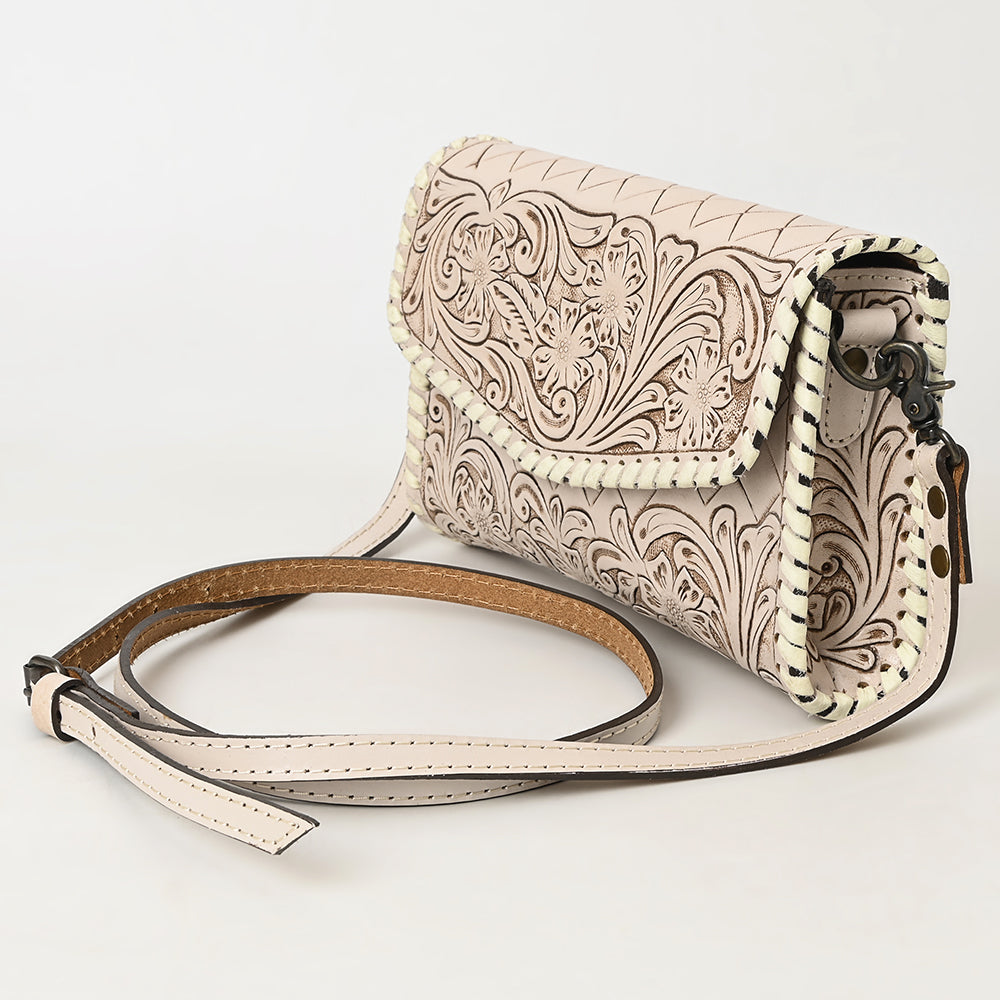 ADBG1133 Hand-Tooled Western Leather Crossbody Wallet-Genuine Cowhide Bag by American Darling