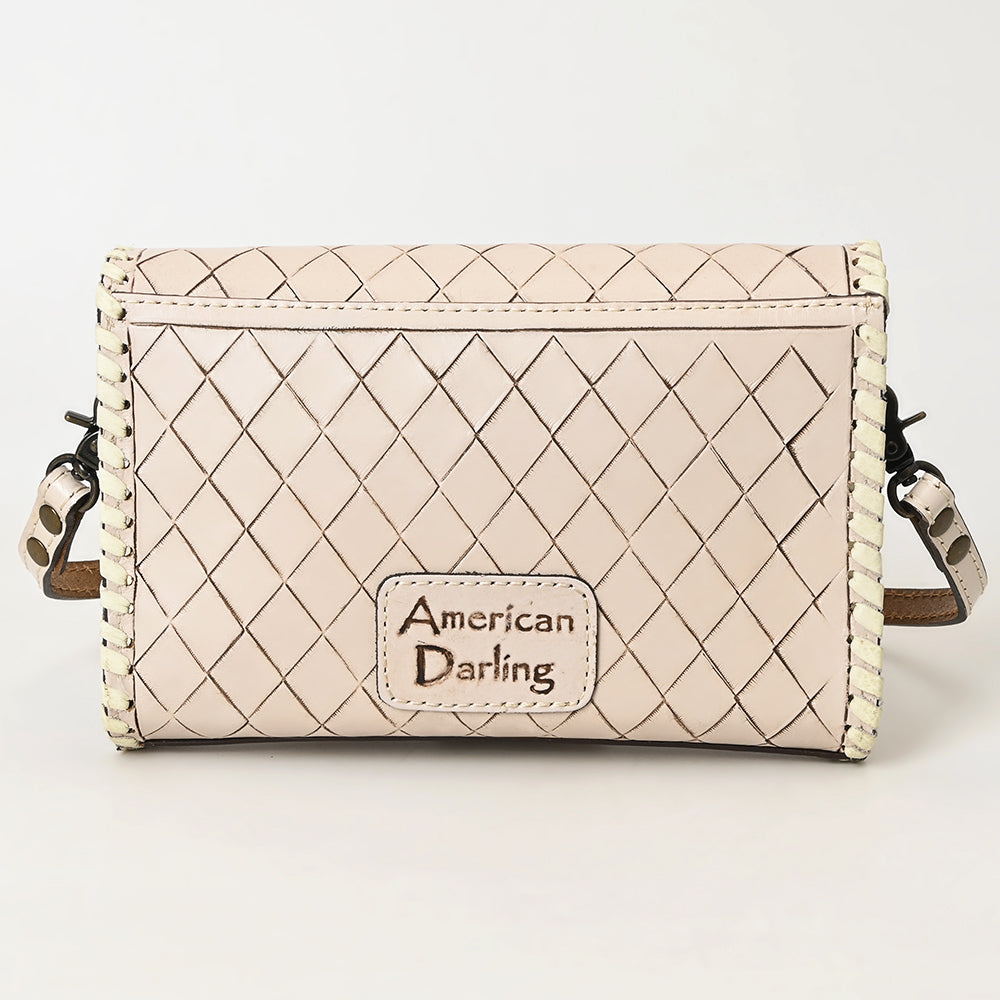 ADBG1133 Hand-Tooled Western Leather Crossbody Wallet-Genuine Cowhide Bag by American Darling