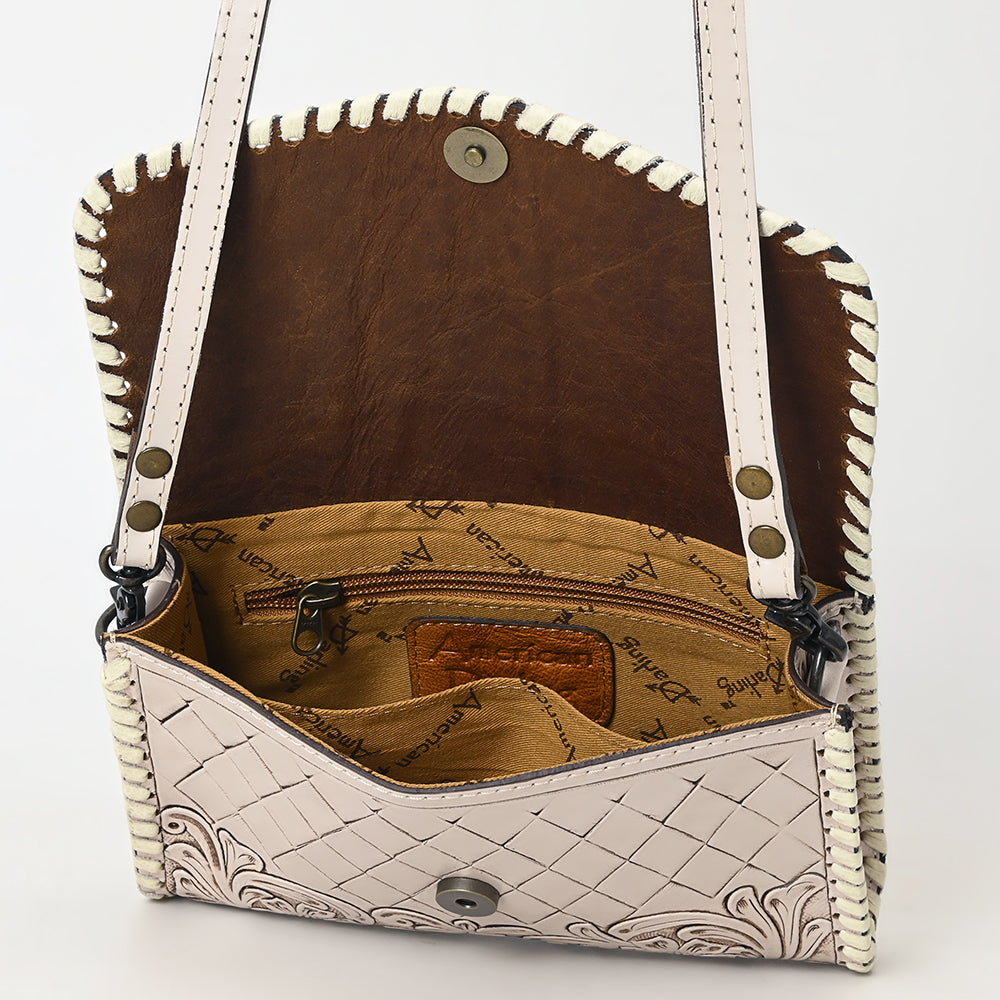 ADBG1133 Hand-Tooled Western Leather Crossbody Wallet-Genuine Cowhide Bag by American Darling