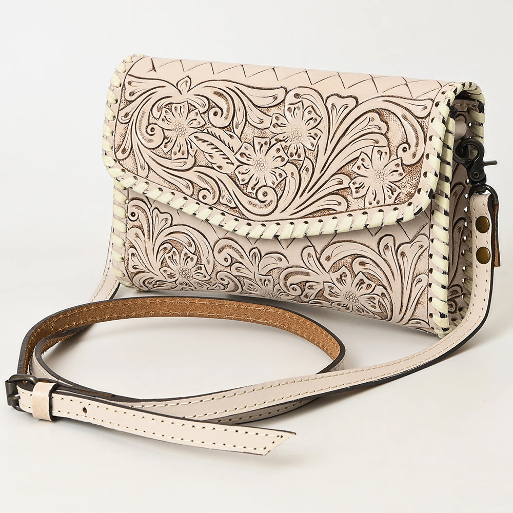 ADBG1133 Hand-Tooled Western Leather Crossbody Wallet-Genuine Cowhide Bag by American Darling