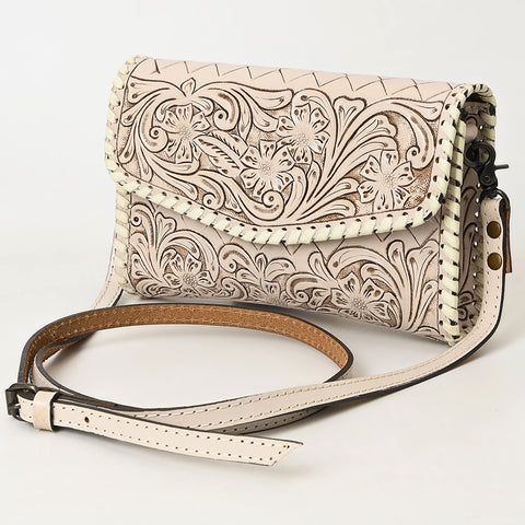 American Darling Hand Tooled Floral Leather Crossbody Bag Western Purse