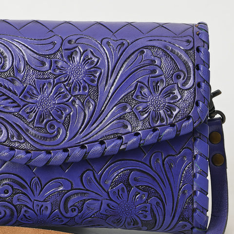 American Darling Hand Tooled Floral Leather Crossbody Bag Western Purse