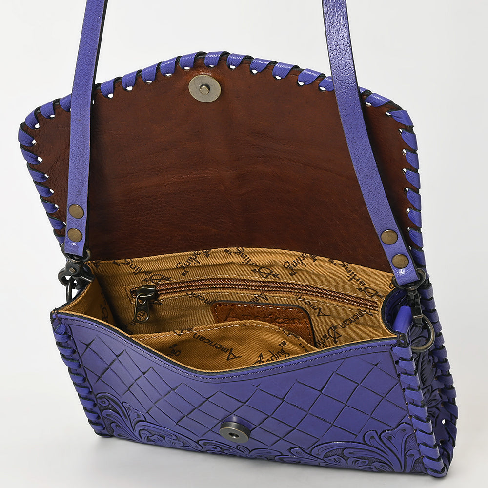 ADBG1133 Hand-Tooled Western Leather Crossbody Wallet-Genuine Cowhide Bag by American Darling