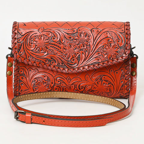 American Darling Hand Tooled Floral Leather Crossbody Bag Western Purse
