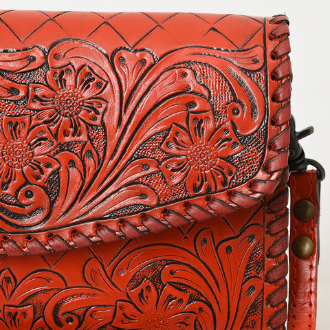 American Darling Hand Tooled Floral Leather Crossbody Bag Western Purse