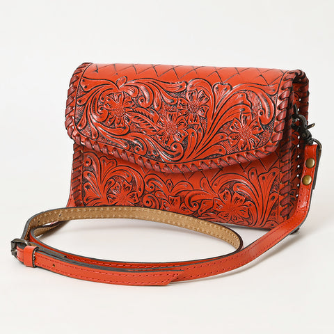 American Darling Hand Tooled Floral Leather Crossbody Bag Western Purse