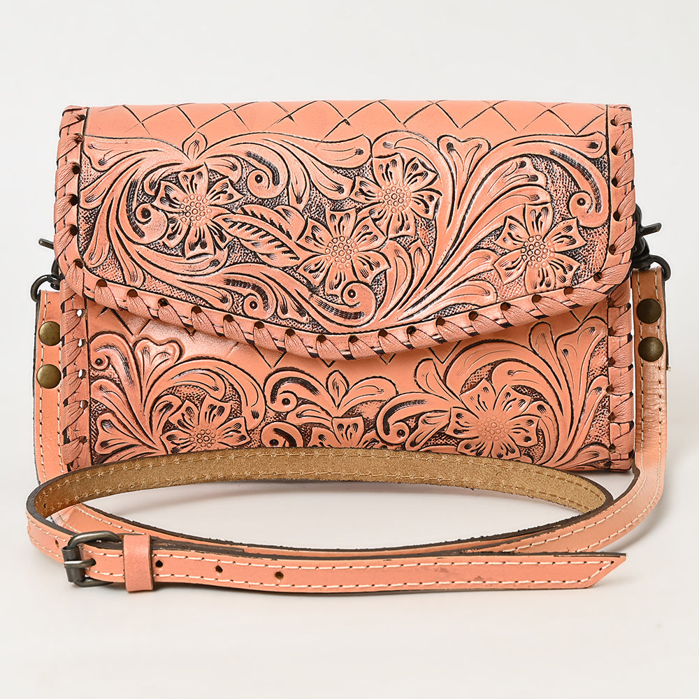 ADBG1133 Hand-Tooled Western Leather Crossbody Wallet-Genuine Cowhide Bag by American Darling