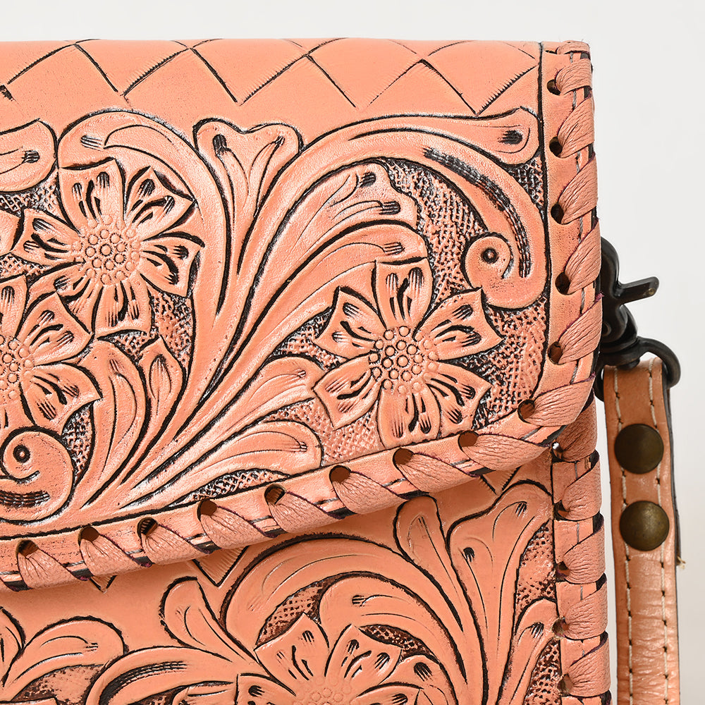 ADBG1133 Hand-Tooled Western Leather Crossbody Wallet-Genuine Cowhide Bag by American Darling