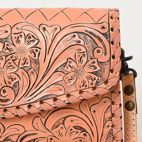 American Darling Hand Tooled Floral Leather Crossbody Bag Western Purse