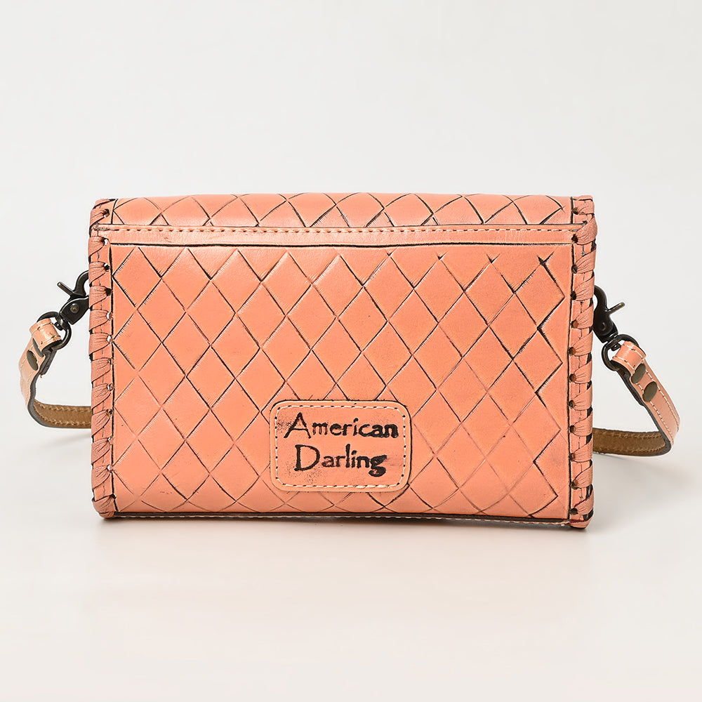 ADBG1133 Hand-Tooled Western Leather Crossbody Wallet-Genuine Cowhide Bag by American Darling