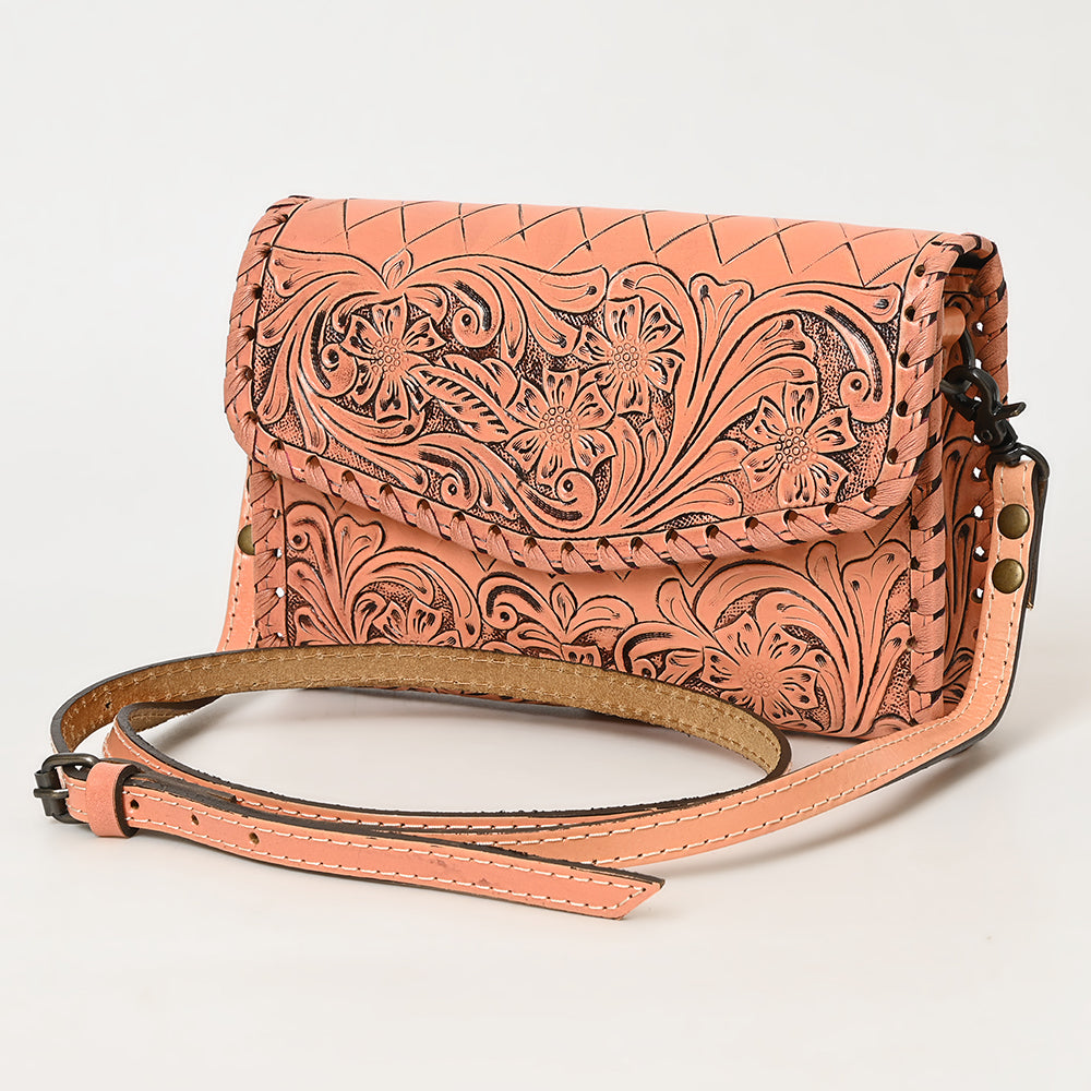 ADBG1133 Hand-Tooled Western Leather Crossbody Wallet-Genuine Cowhide Bag by American Darling