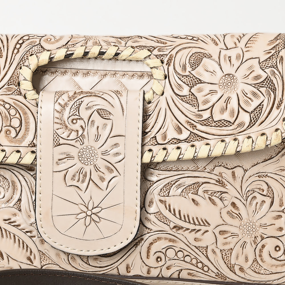 American Darling Hand Tooled Floral Leather Wallet Bag Clutch & Crossbody Handbag