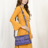 ADBG1134 Hand-Tooled Western Leather Crossbody Wallet-Genuine Cowhide Bag by American Darling