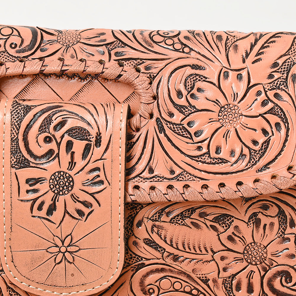 American Darling Hand Tooled Floral Leather Wallet Bag Clutch & Crossbody Handbag