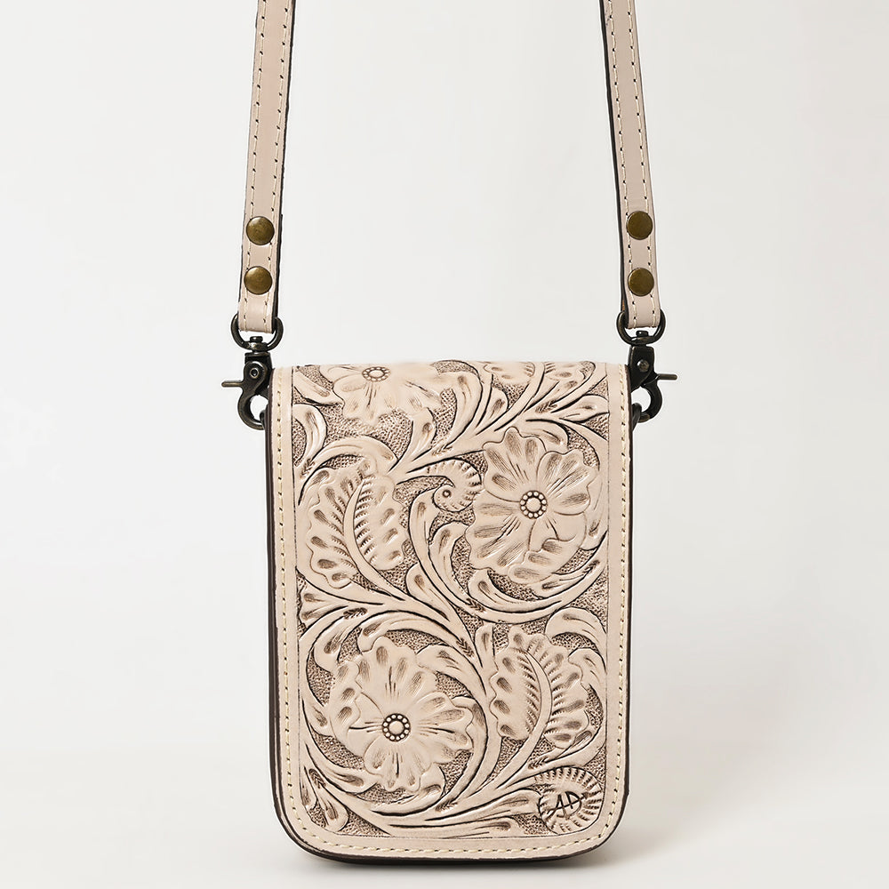 American Darling Hand Tooled Floral Leather Cell Phone Bag Western Crossbody