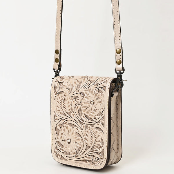 ADBG1135 Hand-Tooled Leather Western Cell Phone Crossbody Pouch-Genuine Cowhide by American Darling