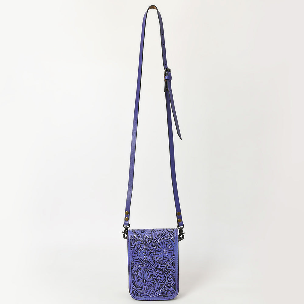 American Darling Hand Tooled Floral Leather Cell Phone Bag Western Crossbody