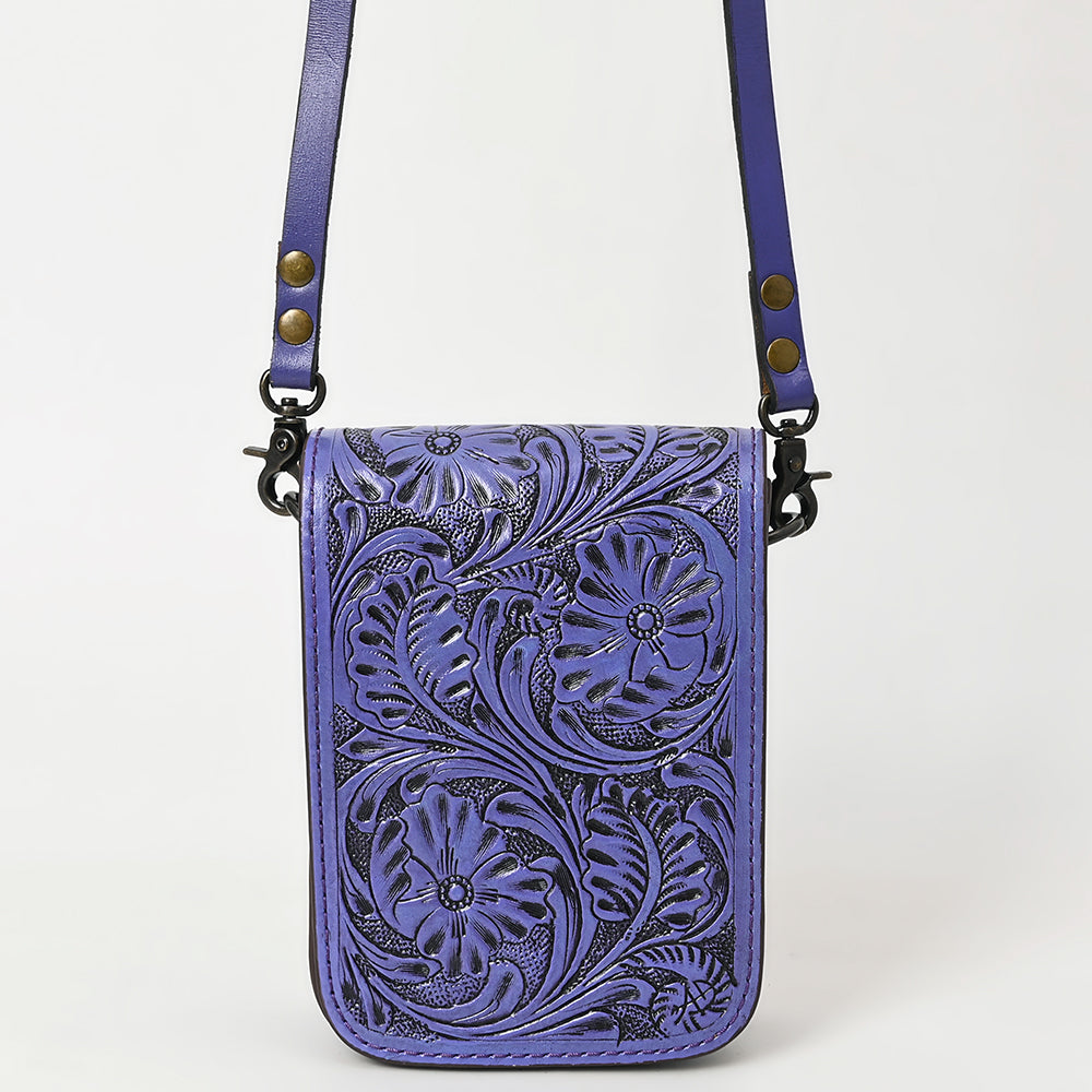 American Darling Hand Tooled Floral Leather Cell Phone Bag Western Crossbody