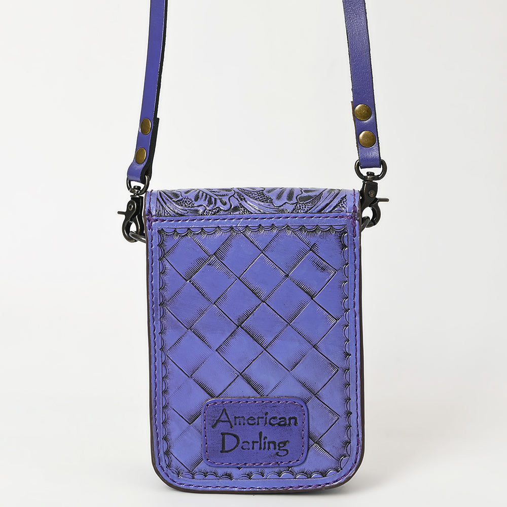 American Darling Hand Tooled Floral Leather Cell Phone Bag Western Crossbody