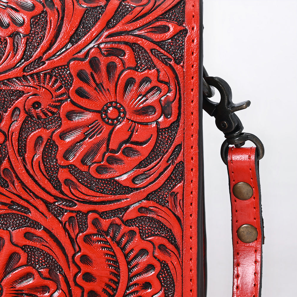 American Darling Hand Tooled Floral Leather Cell Phone Bag Western Crossbody