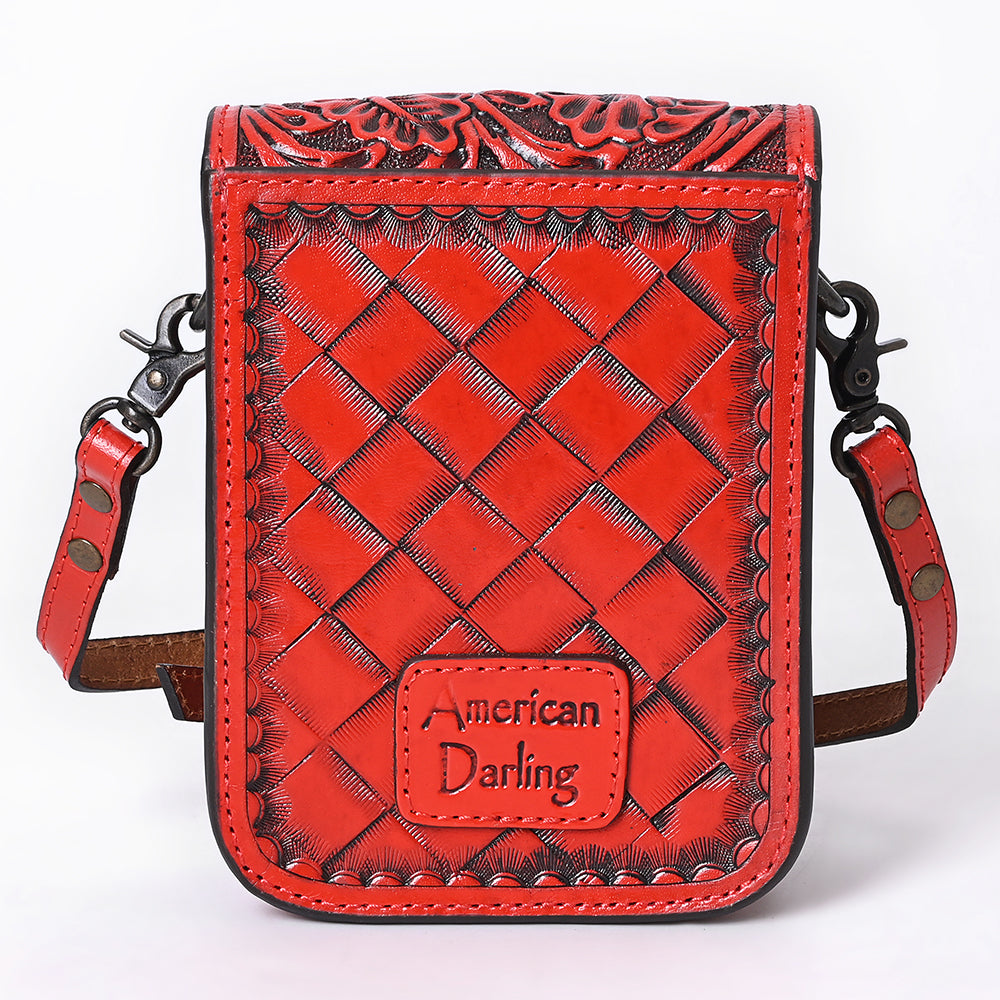 American Darling Hand Tooled Floral Leather Cell Phone Bag Western Crossbody
