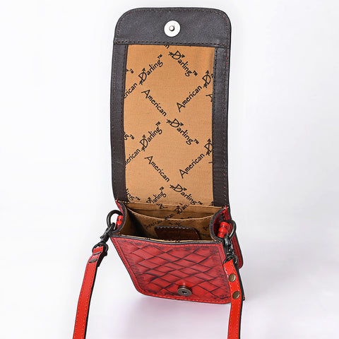 ADBG1135 American Darling Hand Tooled Floral Leather Cell Phone Bag Western Crossbody