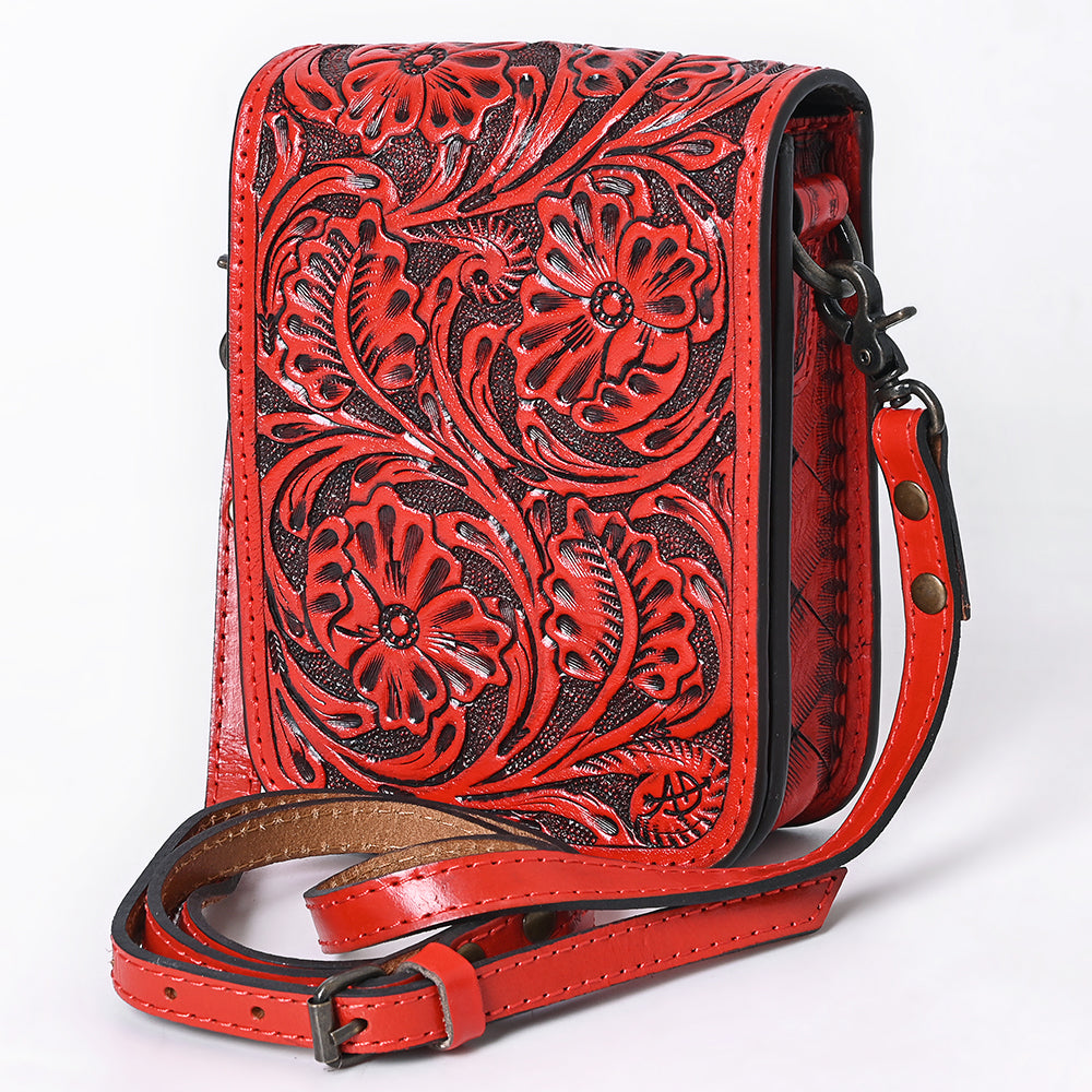 American Darling Hand Tooled Floral Leather Cell Phone Bag Western Crossbody