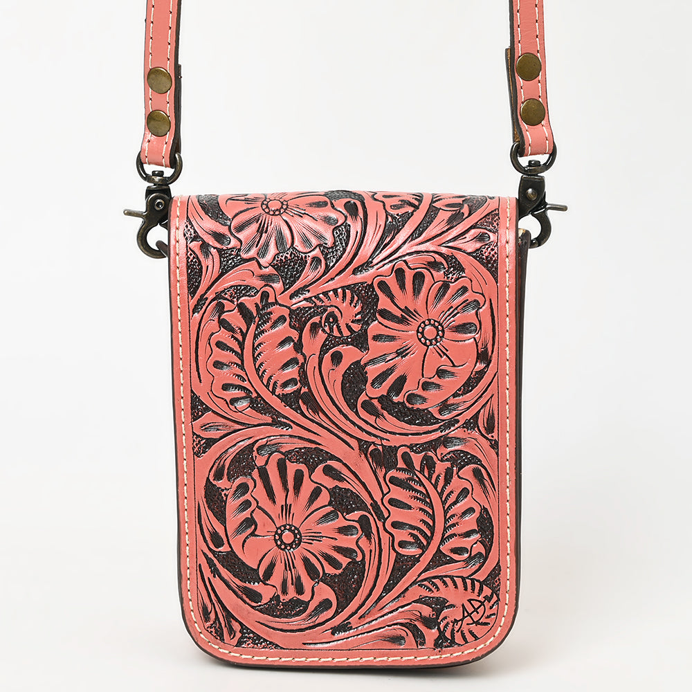American Darling Hand Tooled Floral Leather Cell Phone Bag Western Crossbody