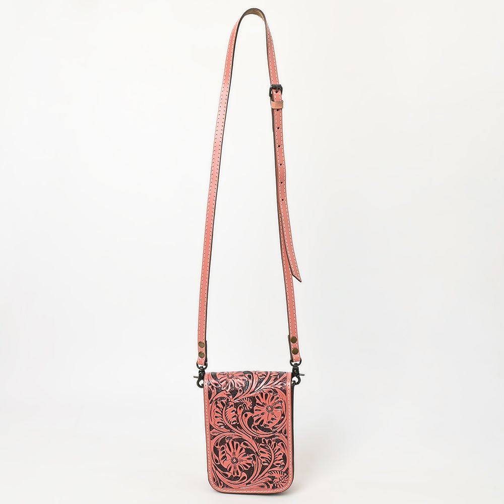 American Darling Hand Tooled Floral Leather Cell Phone Bag Western Crossbody