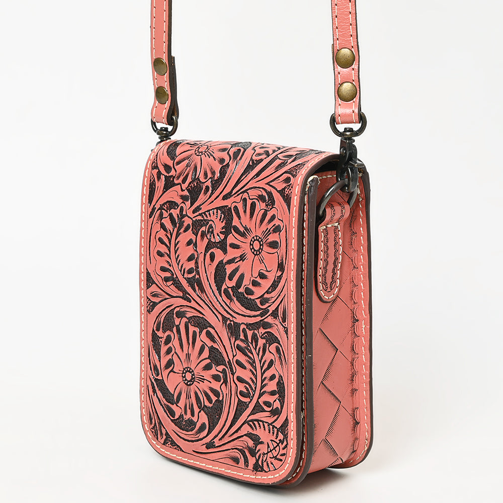American Darling Hand Tooled Floral Leather Cell Phone Bag Western Crossbody