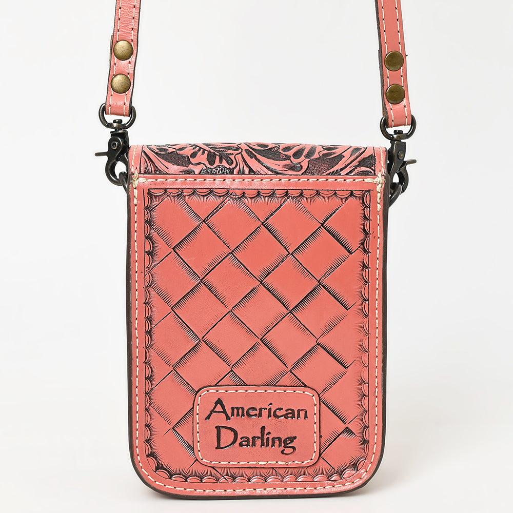 American Darling Hand Tooled Floral Leather Cell Phone Bag Western Crossbody