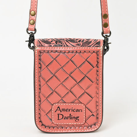 ADBG1135 American Darling Hand Tooled Floral Leather Cell Phone Bag Western Crossbody