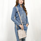 ADBG1136 Hand-Tooled Genuine Leather Vertical Crossbody Bag - American Darling