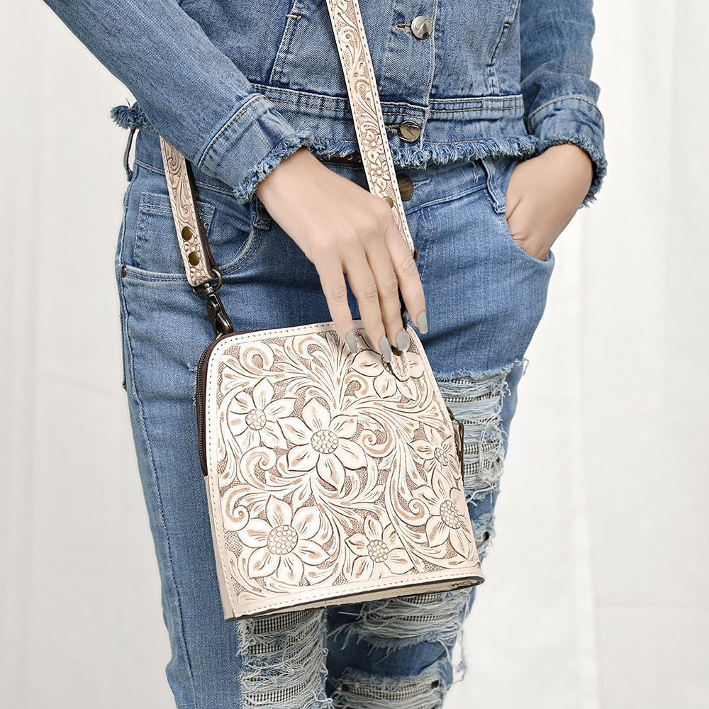 American Darling Hand Tooled Floral Leather Crossbody Bag