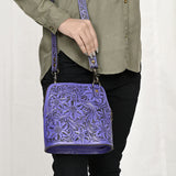 ADBG1136 Hand-Tooled Genuine Leather Vertical Crossbody Bag - American Darling