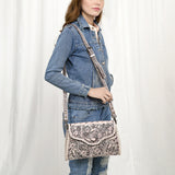 ADBG1137 Hand-Tooled Leather Crossbody Bag - Genuine Western Cowgirl Purse