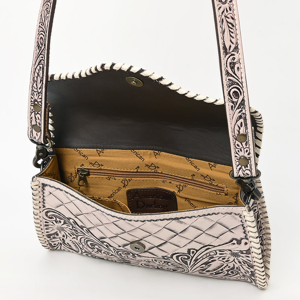 American Darling Hand Tooled Floral Leather Clutch & Crossbody Purse