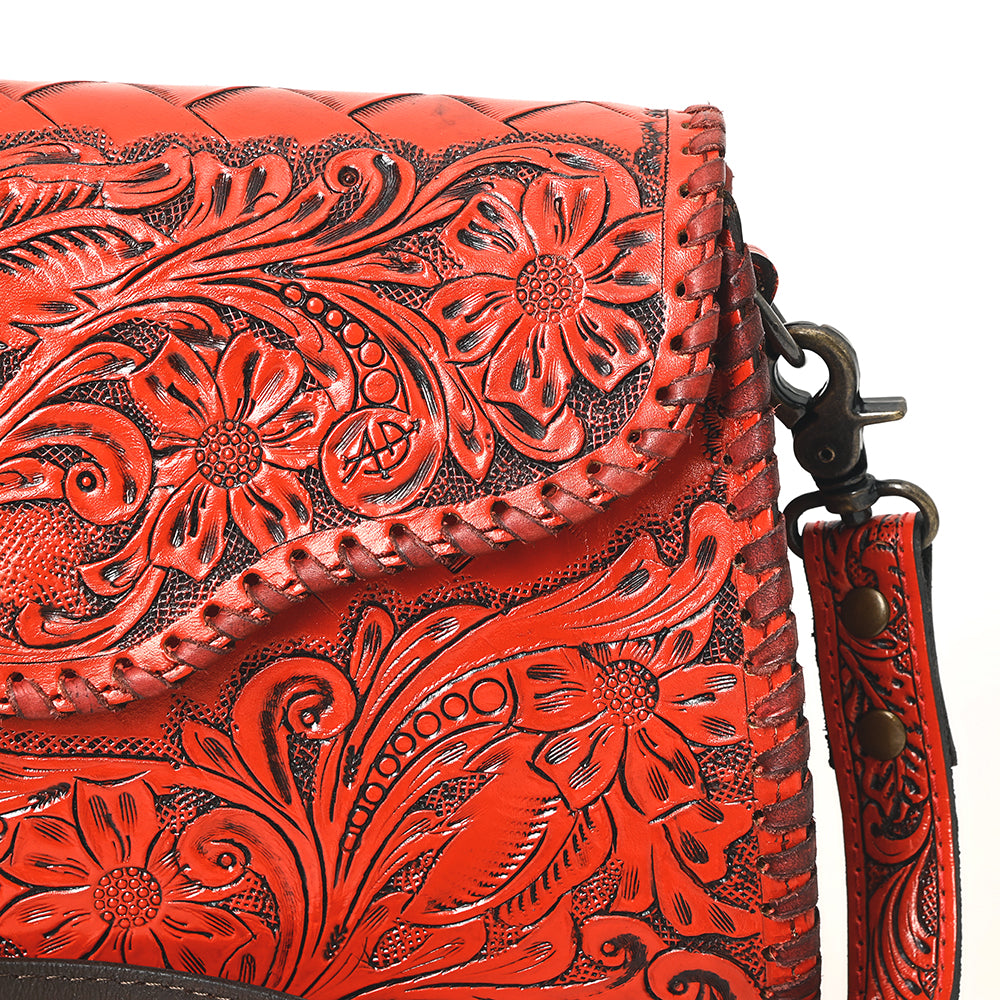 American Darling Hand Tooled Floral Leather Clutch & Crossbody Purse
