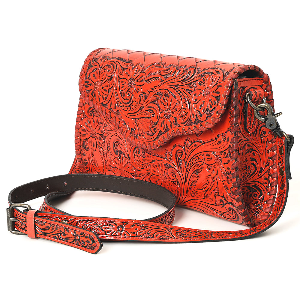 American Darling Hand Tooled Floral Leather Clutch & Crossbody Purse