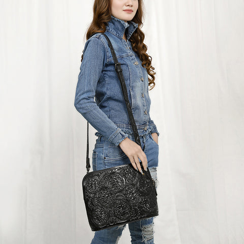 American Darling Hand Tooled Floral Leather Crossbody Bag Western Purse
