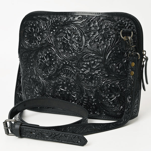 ADBG1138 Hand-Tooled Leather Crossbody Bag - Genuine Western Floral Carved Purse