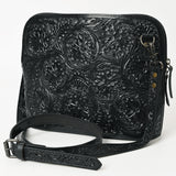 ADBG1138 Hand-Tooled Leather Crossbody Bag - Genuine Western Floral Carved Purse