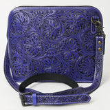ADBG1138 Hand-Tooled Leather Crossbody Bag - Genuine Western Floral Carved Purse