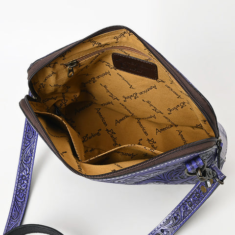 American Darling Hand Tooled Floral Leather Crossbody Bag Western Purse