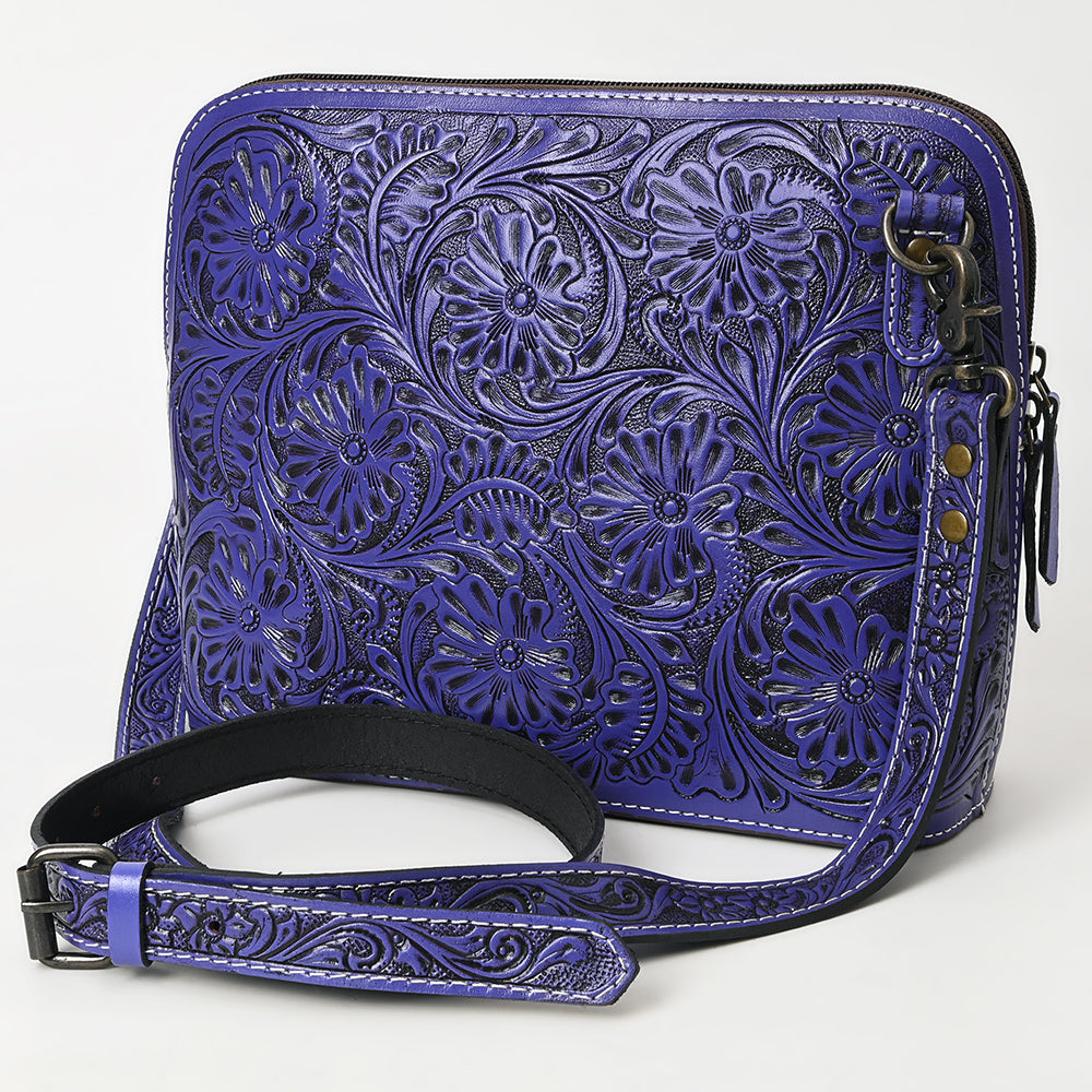 American Darling Hand Tooled Floral Leather Crossbody Bag Western Purse