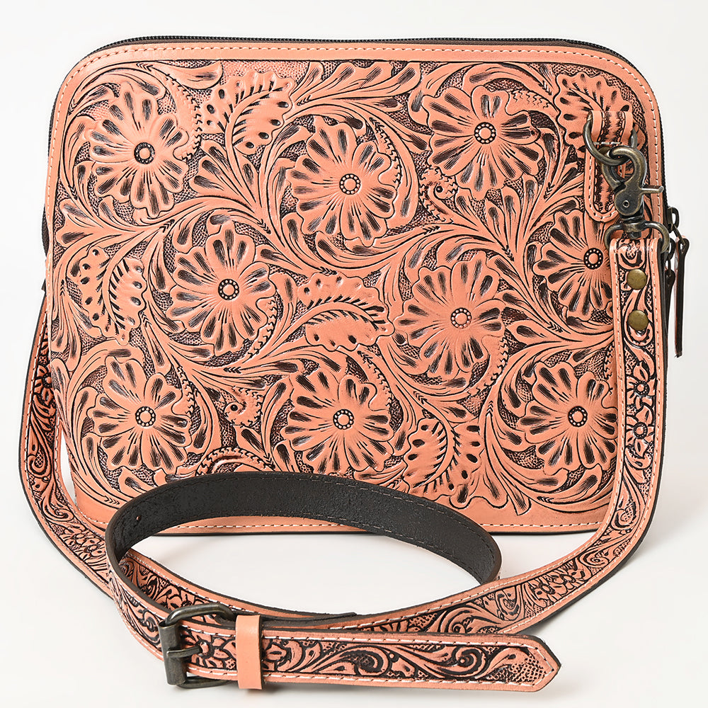 American Darling Hand Tooled Floral Leather Crossbody Bag Western Purse