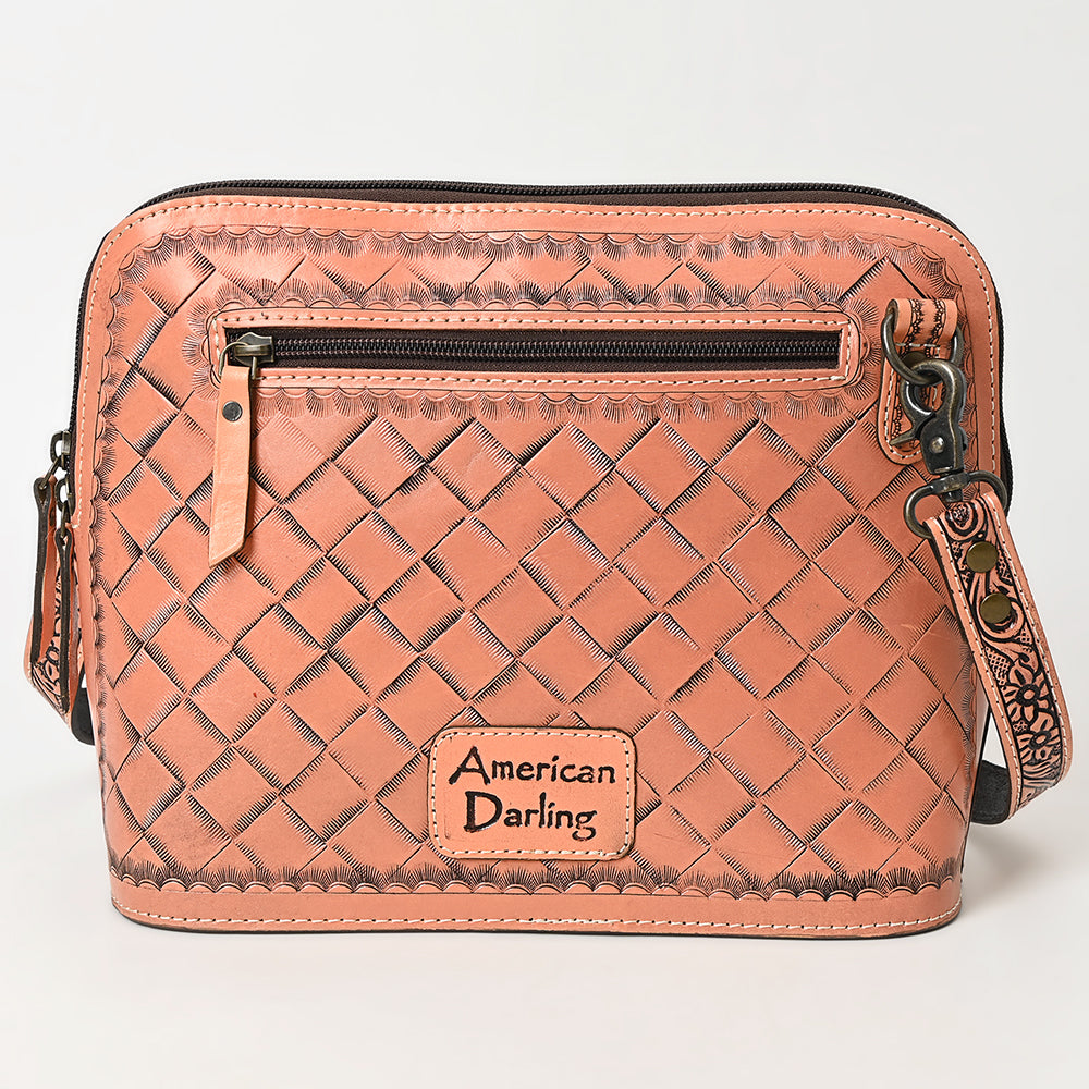American Darling Hand Tooled Floral Leather Crossbody Bag Western Purse