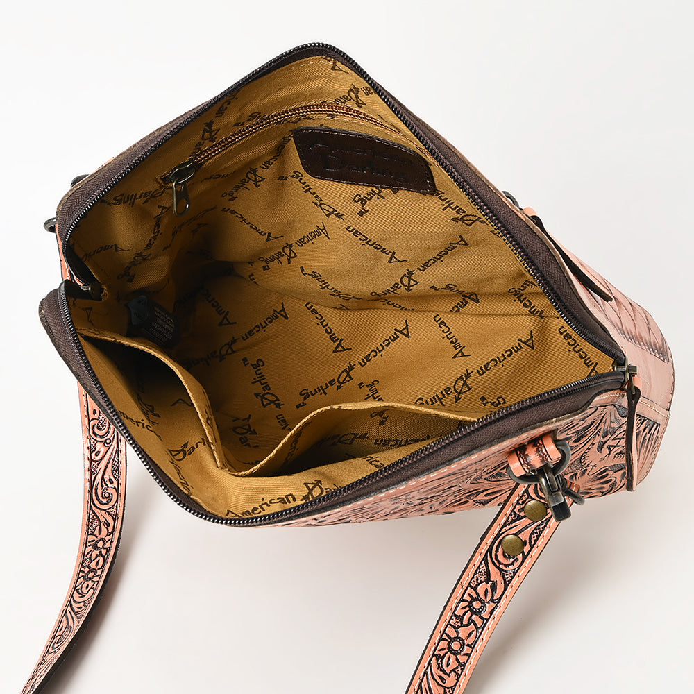 American Darling Hand Tooled Floral Leather Crossbody Bag Western Purse
